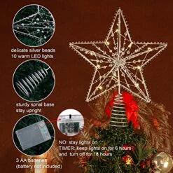 Christmas Tree Topper Stars Decorations With 10 Warm LED Lights Delicate Beads For Festive Parties Regular Size Christmas Tree Ornaments , Indoor Home Decor (Silver) -National Tree Company Sale Shop 61NmUa2zZ9L
