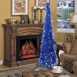 Artificial Christmas Tree Metal Stand, Glittery Tinsel Christmas Tree, 47inch Collapsible Xmas Trees With Plump Sequin For Holiday Decor - Easy To Assemble (Blue) -National Tree Company Sale Shop 61Nu7PrXziL