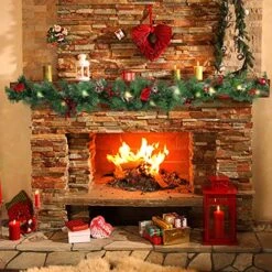 MorTime 9 FT LED Christmas Garland With Pinecones Red Berries Bows Christmas Balls Candies, Multi-Function Christmas Garland With 50 Warm White LED Lights, 180 Branch Tips -National Tree Company Sale Shop 61PHqDXhTEL