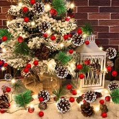 [ Timer ] 9FT Prelit Christmas Garland With Lights Battery Operated Garland String Lights 30LED Warm White Lights 52 Red Berries 35 Pinecones Christmas Decorations Indoor Outdoor Xmas Home Decor -National Tree Company Sale Shop 61PKPrliyzL