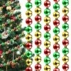 20 Feet Christmas Cane Garland Multi Color Glitter Beaded Garland Candy Tree Beads Garland Red And White Plastic Beads Garland For Fireplace Christmas Tree Decorations (Red, Green, Gold)