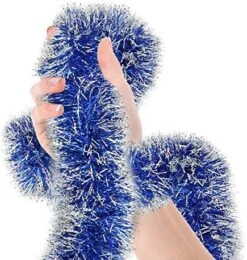 Christmas Tree Royal Blue Frost Tip Tinsel Garland Blue Silver Metallic Streamers Celebrate A Holiday Hanukkah Party Ceiling Hanging Decorations Indoor And Outdoor Disco Party Supplies -National Tree Company Sale Shop 61PkMcJOpzL. AC