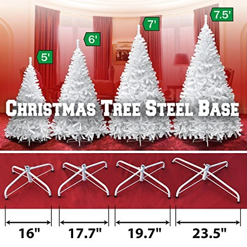 BenefitUSA Steel Base Metal Stand For 5/6/7/7.5ft Christmas Tree Green Christmas Decor (7.5', White) 5 BenefitUSA Steel Base Metal Stand For 5/6/7/7.5ft Christmas Tree Green Christmas Decor (7.5', White) - Image 3