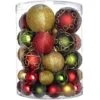 WeRChristmas 50-Piece Shatterproof Deluxe Christmas Tree Baubles Decoration Pack - Red / Gold / Green, Multi-Colour