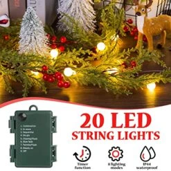 Quntis 2 Pack Christmas Garland With Globe Lights, 5.7FT 20 LED Red Berry Garland Christmas Decorations PineCones Bells, Artificial Xmas Garland For Door Mantel Fireplace Table Holiday Indoor Outdoor -National Tree Company Sale Shop 61QhZzPSYgL