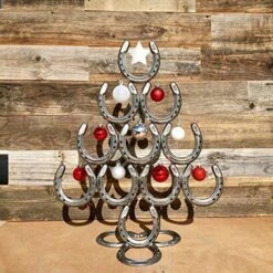 Rustic Stainless Steel Christmas Table Decorations Made Of Real Horseshoes - Hang Ornaments And Great For Festive Holidays - Upward -National Tree Company Sale Shop 61QwTogYN9L. AC