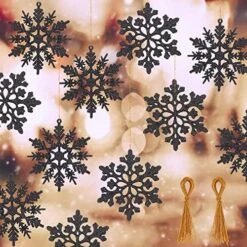 RECUTMS 40Pcs Plastic Snowflake Ornaments Christmas Glitter Snowflakes Hanging Crafts For Wedding Birthday Home Xmas Tree Window Door Accessories,4 Inches,2 Pattern (Champagne) -National Tree Company Sale Shop 61RMskWuwDL. AC