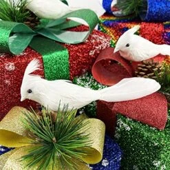 Ogrmar 12 Pack White Cardinals Ornaments Handmade Artificial Birds Clip On Christmas Tree For Christmas Tree Wreaths Garland Decorations (White) -National Tree Company Sale Shop 61RZ2UXBrkL