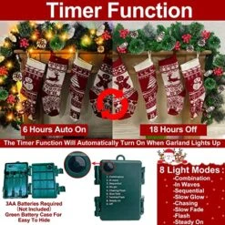 TURNMEON 9Ft Christmas Garland With 80 Lights Timer 12 Modes Christmas Decorations Thicker 300 Branches 18 Pinecones 198 Berries Battery Powered Xmas Decor For Indoor Outdoor Fireplace -National Tree Company Sale Shop 61RzkandJcL