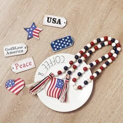 4th Of July Decorations - Tiered Tray Decor Red White Blue Wood Beads Patriotic Garland American Memorial Day Veterans Day Pendant -National Tree Company Sale Shop 61Sk7ORrTJL