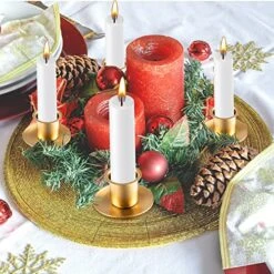 6 Pieces Christmas Advent Wreath Ring Advent Ring Candle Holder Gold Candle Wreaths Rings Xmas Metal Wrought Iron Candlestick Taper Metal Candle Holder For Christmas Advent Home Table Decorations -National Tree Company Sale Shop 61TILu0GldL
