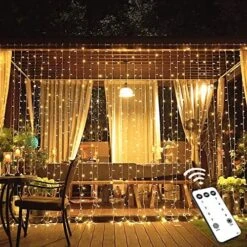 JMEXSUSS 300 LED Remote Control Curtain Lights, Plug In Fairy Curtain Lights Outdoor, Window Wall Hanging Curtain String Light For Bedroom Backdrop Wedding Party Garden Indoor Decoration (Warm White) -National Tree Company Sale Shop 61TcGx006 L. AC