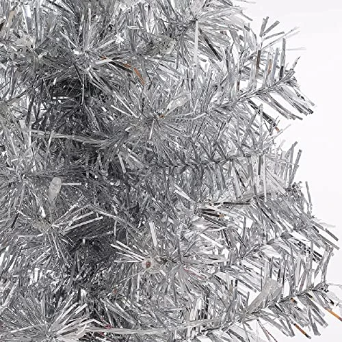 Hb 6' Ft Sparking Gorgeous Folding Artificial Tinsel Christmas Tree Silver Color 450 Tips 4 Hb 6' Ft Sparking Gorgeous Folding Artificial Tinsel Christmas Tree Silver Color 450 Tips - Image 2