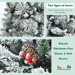 Goplus 7ft Snow Flocked Christmas Tree, Artificial Hinged Xmas Pine Tree W/ 1014 Glitter Branches, Pine Cone & Red Berries, Frosty Tree For Indoor Holiday Festival Decoration 13 Goplus 7ft Snow Flocked Christmas Tree, Artificial Hinged Xmas Pine Tree W/ 1014 Glitter Branches, Pine Cone & Red Berries, Frosty Tree For Indoor Holiday Festival Decoration -National Tree Company Sale Shop 61UKpZaAnNL