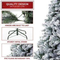 Casafield 9FT Realistic Snow-Flocked Pine Artificial Holiday Christmas Tree With Sturdy Metal Stand -National Tree Company Sale Shop 61V62VYJssL
