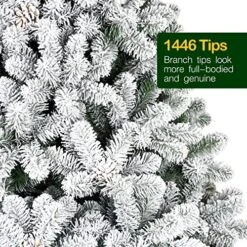 Hykolity 7.5 Ft Snow Flocked Artificial Christmas Tree With Pine Cones, 1446 Tips, Metal Stand And Hinged Branches -National Tree Company Sale Shop 61VspIfTCiL