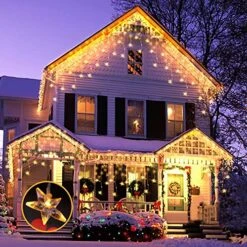 Christmas Lights Outdoor, 33Ft 400 Led 8 Modes Icicle Lights Outdoor, Connectable Curtain Fairy String Lights With Timer Memory Plug In Waterproof For Holiday Wedding Christmas Decorations（Warm White） -National Tree Company Sale Shop 61WoKRnEq5L