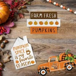 Cocomong Fall Decor - Fall Decorations For Home, Fall Tiered Tray Decor, 11 PC Pumpkin Fall Decorative Signs, Farmhouse Fall Gnome Plush For Table Decor, Farm Fresh Truck For Serving Tray -National Tree Company Sale Shop 61XkXig6sGL
