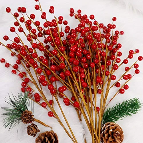 DR.DUDU 12 Pack Christmas Artificial Berry Twigs For Christmas Tree Decoration, 16.5" Christmas Red Berry Stems For Crafts Wreath Garland Christmas Ornaments Decor 6 DR.DUDU 12 Pack Christmas Artificial Berry Twigs For Christmas Tree Decoration, 16.5" Christmas Red Berry Stems For Crafts Wreath Garland Christmas Ornaments Decor - Image 4