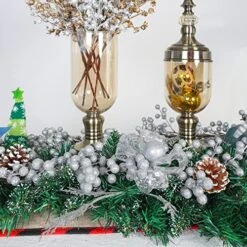 Silver Berry Garland Christmas Decoration -7.8ft Artificial Red Berry Garland With Bendable Stems For Holiday Fireplace Stairs Table Decorations -National Tree Company Sale Shop 61Zth3lV5mL