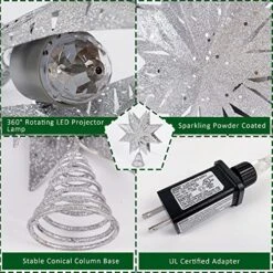GUOOU Christmas Tree Topper, 11.4 Inch Christmas Tree Star Topper With Rotating Magic Rainbow LED Lights, Plug In Lighted Christmas Tree Ornament, Metal Christmas Tree Decorations (Silver) -National Tree Company Sale Shop 61aZ1fRsBvL