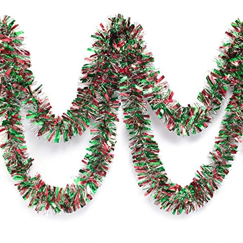 Red, Green, And Silver Metallic Tinsel Twist Garland 4 Inches Wide X 25 Ft Long, Parade Float Decorations For Trailer Or Golf Cart, Metallic Tinsel Garland, Christmas Garland Décor For Home And Party 3 Red, Green, And Silver Metallic Tinsel Twist Garland 4 Inches Wide X 25 Ft Long, Parade Float Decorations For Trailer Or Golf Cart, Metallic Tinsel Garland, Christmas Garland Décor For Home And Party