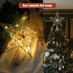 Illuminated Christmas Tree Topper Star Ornaments Battery Operated With Exquisite Gold Beads Warm Lights Treetop For Xmas Decorations Holiday Seasonal Decor -National Tree Company Sale Shop 61bWo2tgIQL