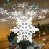 YEAHOME Snowflake Christmas Tree Topper, 3D Lighted Christmas Tree Topper Snow-White Christmas Treetop With Snowflake Projector Lights For Christmas Tree Decorations
