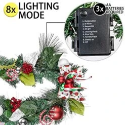 Valery Madelyn Pre-Lit 6 Feet Delightful Elf Christmas Garland With 20 LED Lights And Ball Ornaments For Front Door Window Fireplace Mantle Xmas Decor, Battery Operated -National Tree Company Sale Shop 61eu0NAwRCL