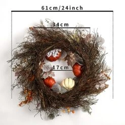 Valery Madelyn 24 Inch Fall Pumpkin Wreath, Farmhouse Autumn Wreath With Maple Leaves And Pine Cone For Front Door Window Fireplace Wall Decor Thanksgiving Harvest Indoor Outdoor Home Decorations -National Tree Company Sale Shop 61f6kUp97YL