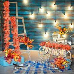 GENERIC 20 Pcs Fall Leaf Garland, Hanging Vines Garland Artificial Fall Thanksgiving Maple Leaves Garland Decor For Fireplace Party Orange FY-AAA-20 FY-AAA-20 -National Tree Company Sale Shop 61fH0G3leaL