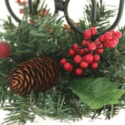 WeRChristmas Natural Pine Cone And Berry Decorated Triple Tape Candle Holder Table Christmas Decoration, 22 Cm - Red -National Tree Company Sale Shop 61hNTv2j7BL