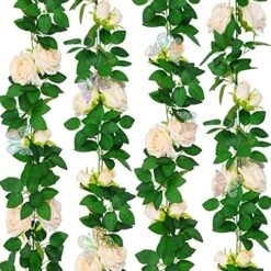 Yastouay 2Pcs 13.5Ft Pink Flower Garland With 2Pcs Lights, Butterfly Artificial Rose Garland Fake Rose Vines Flower Vines For Backdrop Wedding Table Centerpiece Decoration Baby Shower Room Decor -National Tree Company Sale Shop 61hT7aLvpkL. AC