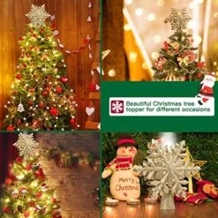 DG-Direct Christmas Tree Topper Lighted With Golden Snowflake Projector, Led Rotating Magic Snowflake, 3D Hollow Glitter Lighted Gold Snow Tree Topper For Christmas Tree Decorations -National Tree Company Sale Shop 61jqvpE4tqL