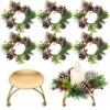 6 Set Christmas Candle Holder Christmas Wreath Candle Holder Christmas Votive Candle Holders With Berry Candle Wreath Ring Tealight Holder Decorative Candle Holder For Home Wedding Living Room Decor