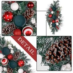 V&M VALERY MADELYN 30 Inch Traditional Red White Christmas Candle Holder With Berry Pine Cone And Ball Ornaments, Candle Holders Candelabrum Centerpiece For Tabletop Xmas Decor(Excluded Candles) -National Tree Company Sale Shop 61k4W1GJ7LL