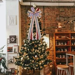 WBCBEC Christmas Tree Bow Topper, 31 X 13 Inches Red Black Christmas Bow Topper, Handmade Buffalo Plaid Decorative Bow, Burlap Wreath Bows Xmas Tree Topper, Handmade Tree Toppers Christmas Decorations 15 WBCBEC Christmas Tree Bow Topper, 31 X 13 Inches Red Black Christmas Bow Topper, Handmade Buffalo Plaid Decorative Bow, Burlap Wreath Bows Xmas Tree Topper, Handmade Tree Toppers Christmas Decorations -National Tree Company Sale Shop 61kAXhlJDWL