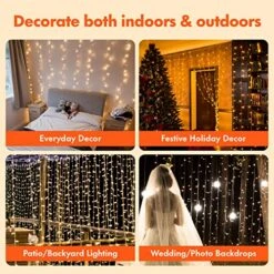 Twinkle Star 300 LED Window Curtain String Light Wedding Party Home Garden Bedroom Outdoor Indoor Wall Decorations, Warm White -National Tree Company Sale Shop 61kUJkQ6BvL