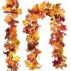 DearHouse 3 Pack Fall Garland Maple Leaf, 5.9Ft/Piece Hanging Vine Garland Artificial Autumn Foliage Garland Thanksgiving Decor For Home Wedding Fireplace Party Christmas -National Tree Company Sale Shop 61kyVDG2QtL