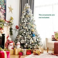 Goplus 7ft Snow Flocked Christmas Tree, Artificial Hinged Xmas Pine Tree W/ 1014 Glitter Branches, Pine Cone & Red Berries, Frosty Tree For Indoor Holiday Festival Decoration 12 Goplus 7ft Snow Flocked Christmas Tree, Artificial Hinged Xmas Pine Tree W/ 1014 Glitter Branches, Pine Cone & Red Berries, Frosty Tree For Indoor Holiday Festival Decoration -National Tree Company Sale Shop 61m8lh417LL