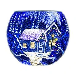 Benaya Glass Nightlight Christmas Tealight Holder - Winter Wonderland