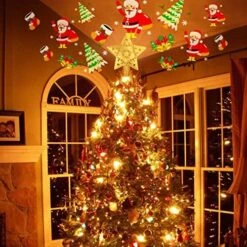 SXSGSM Christmas Tree Topper Lights, Snowflake Tree Topper With Magic Rotating Snowflake Projector, 3D Glitter Projector Xmas Tree Topper For Christmas Tree Decorations (Silver) -National Tree Company Sale Shop 61mlyEOmb1L. AC