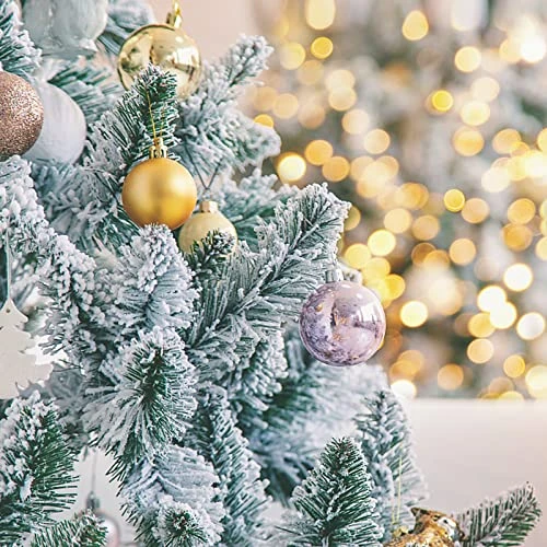 Okicoler Snow Flocked Artificial Holiday Christmas Pine Tree For Home, Office, Party Decoration W/ 350 Warm White Lights, Metal Hinges & Base, 7.5 Ft 6 Okicoler Snow Flocked Artificial Holiday Christmas Pine Tree For Home, Office, Party Decoration W/ 350 Warm White Lights, Metal Hinges & Base, 7.5 Ft - Image 4