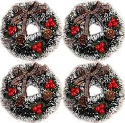 ChezMax Candle Rings Berry Tea Light Ring Small Candle Wreaths Berry Candle Holder Table Decoration For Christmas Valentine's Day Thanksgiving Day Dinner Party Wedding Diameter 4" 4 PCS -National Tree Company Sale Shop 61nHCWGPZEL. AC