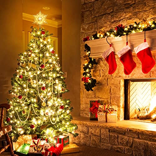 Brizled Lighted Tree Topper, 9.25’’ Gold Glitters Plated Snowflake Christmas Tree Topper With 20 Count Warm White Lights, UL Listed Plugin Xmas Treetop For Christmas Tree Top Home Holiday Decorations 7 Brizled Lighted Tree Topper, 9.25’’ Gold Glitters Plated Snowflake Christmas Tree Topper With 20 Count Warm White Lights, UL Listed Plugin Xmas Treetop For Christmas Tree Top Home Holiday Decorations - Image 5