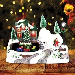 The Christmas Workshop Multi-Coloured 82800 Animated Train & Ice Skating Ornament | Light Up Room Decoration | 10 X LED Lights | 24cm X 16cm X 17cm -National Tree Company Sale Shop 61nVR8oTNfL. AC