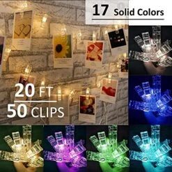 Solhice 20ft Photo Clips String Lights Color Changing 50 LEDs, RGB Hanging Pictures Wall Lights For Teen Girls Room Decor, Indoor Bedroom Lights With USB Powered And Remote, Gifts For Teenage Girls -National Tree Company Sale Shop 61ngyTFzcSL