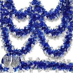 TURNMEON 18 Feet By 6 Inch Hanukkah Garland Decoration, Blue Tinsel Garland With Silver Menorah Ornaments Metallic Streamers Chanukah Hanukkah Decorations Indoor Outdoor Home Party Supplies -National Tree Company Sale Shop 61nvrQKUVML. AC