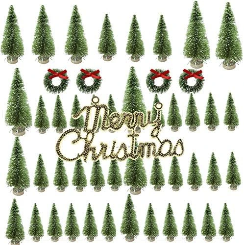 INFILM 49 Pieces Mini Christmas Tree, Artificial Sisal Snow Bottle Brush Trees Set With Wooden Base For Christmas Table Decorations, DIY Room Decor (Silver) 9 INFILM 49 Pieces Mini Christmas Tree, Artificial Sisal Snow Bottle Brush Trees Set With Wooden Base For Christmas Table Decorations, DIY Room Decor (Silver) - Image 7