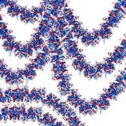 SURCVIO 4th Of July Patriotic Tinsel Garland Decoration 3 Pack 50 Ft, Red, White And Blue Tinsel Garland With Star Metallic Glitter Hanging Garland For Independence Day Indoor And Outdoor Decorations -National Tree Company Sale Shop 61qMkwasYdL. AC